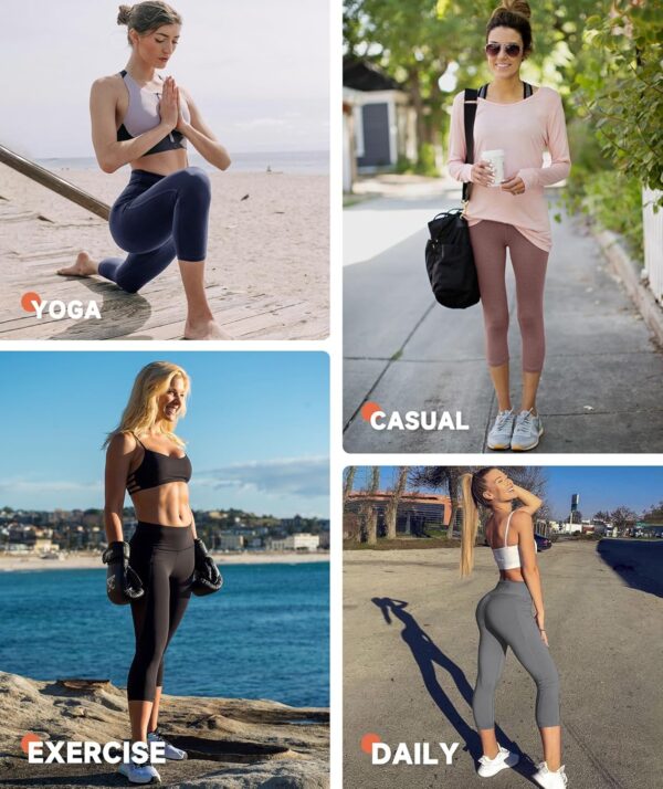 GAYHAY 3 Pack Capri Leggings for Women – Stretch Tummy Control Yoga Pants…