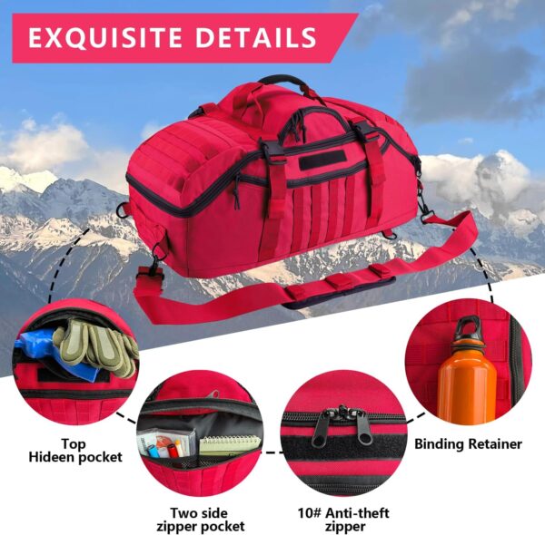 65L Large Duffle Bag, 3-in-1 Tactical Backpack MOLLE Pack for Sports, Gym,…