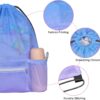 Nidoul Mesh Drawstring Bag with Zipper Pocket, Beach Bag for Swimming Gear…
