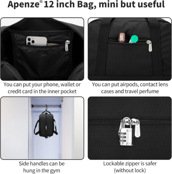 Small Gym Bag Carry On Bag – 12 in Mini Duffle Bag Lightweight for Overnight…