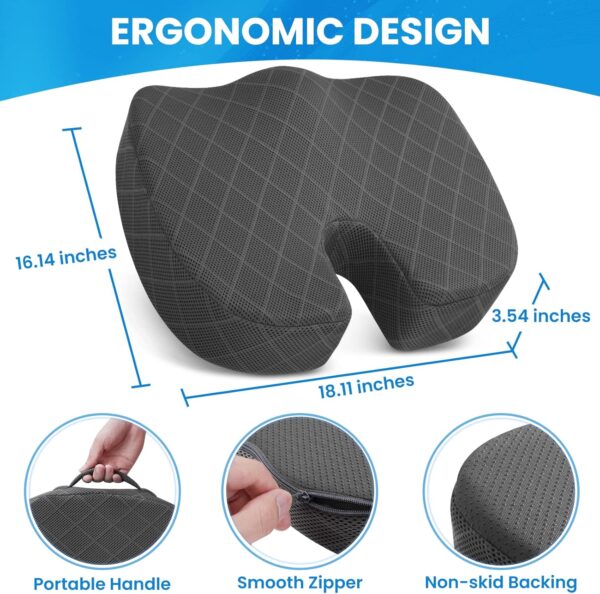 TushGuard Seat Cushion – Memory Foam Cushion for Office Chair, Car Seat, Airplane,…