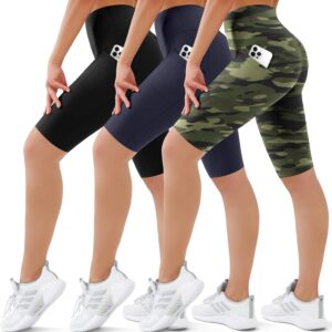 SUNCLOVE 3 Pack Biker Shorts for Women Tummy Control Workout Yoga Gym Running Shorts…
