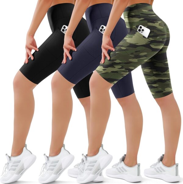 SUNCLOVE 3 Pack Biker Shorts for Women Tummy Control Workout Yoga Gym Running Shorts…