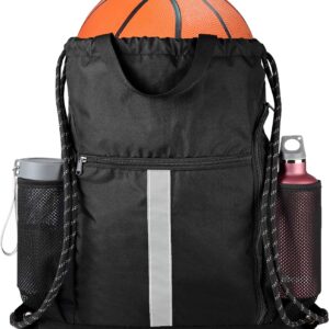 BeeGreen Drawstring Backpack Sports Gym Bag With Shoe Compartment and Two…