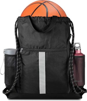 BeeGreen Drawstring Backpack Sports Gym Bag With Shoe Compartment and Two…