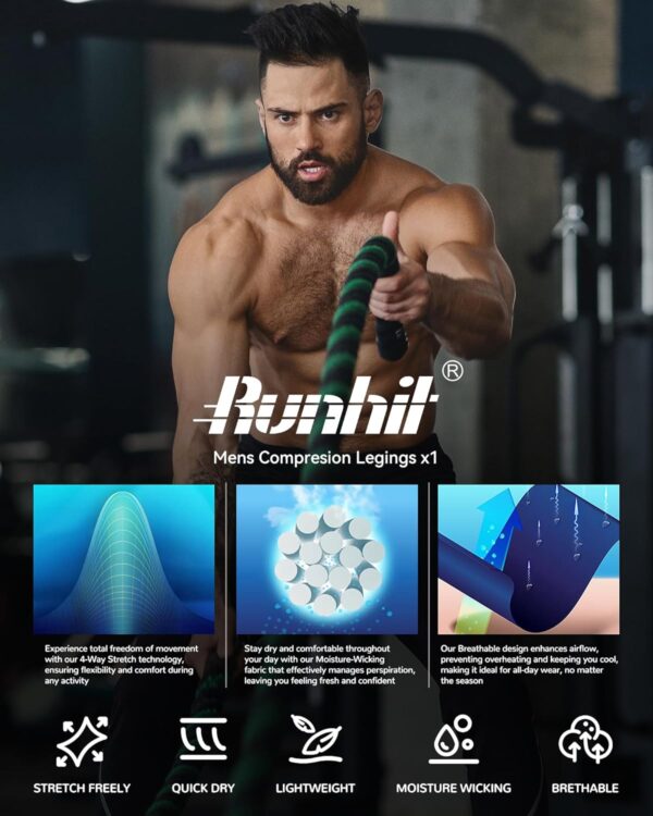 Runhit Mens Compression Pants Running Tights Workout Leggings Athletic Base Layer…