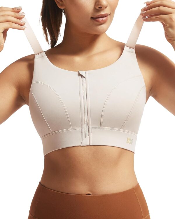 Adjustable High Impact Sports Bras for Women Zip Front Full Coverage and…