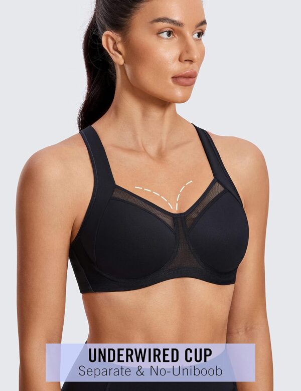 SYROKAN High Impact Sports Bras for Women High Support Unlined Underwire…