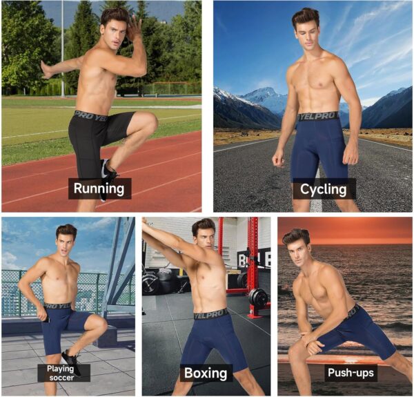Mens Compression Shorts with Pocket 1/3 Pack- Running Athletic Workout Underwear…