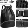 Sports Drawstring Gym Bag, Waterproof Drawstring Backpack with Side Mesh…