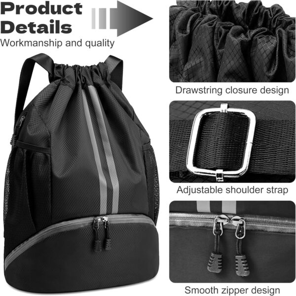 Sports Drawstring Gym Bag, Waterproof Drawstring Backpack with Side Mesh…