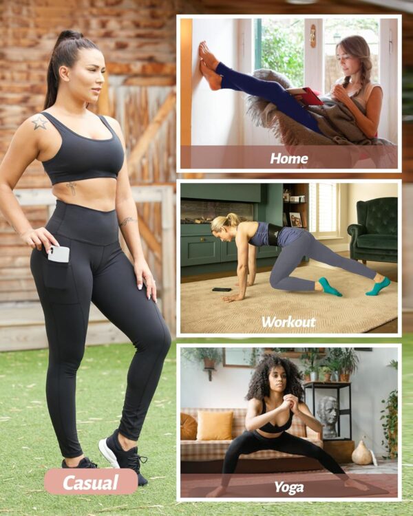 NexiEpoch 4 Pack Leggings for Women with Pockets- High Waisted Tummy Control…
