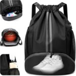 Sports Drawstring Gym Bag, Waterproof Drawstring Backpack with Side Mesh...