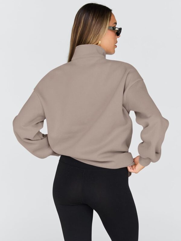 Trendy Queen Womens Oversized Sweatshirts Fall Fashion Hoodies Half Zip Pullover Long…