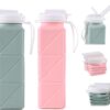 2 Pieces Foldable Water Bottles 620ml, Collapsible Water Bottles Reusable Drinking...