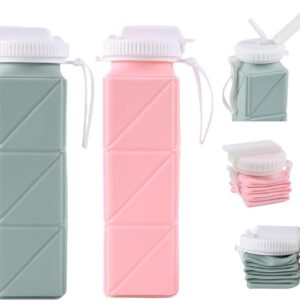 2 Pieces Foldable Water Bottles 620ml, Collapsible Water Bottles Reusable Drinking…