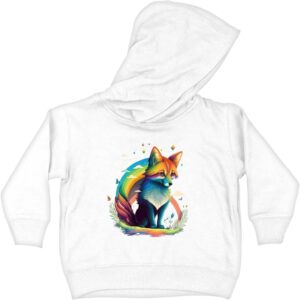 Rainbow Fox Print Toddler Hoodie – Graphic Toddler Hooded Sweatshirt – Cute Kids’ Hoodie