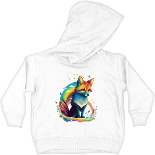 Rainbow Fox Print Toddler Hoodie – Graphic Toddler Hooded Sweatshirt – Cute Kids’ Hoodie