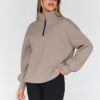 Trendy Queen Womens Oversized Sweatshirts Fall Fashion Hoodies Half Zip Pullover Long…