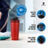 Ice Shaker Insulated Stainless Steel Shaker Bottle | 26oz, Red/Black | Cold for 30+…