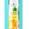 32 Oz Motivational Borosilicate Glass Water Bottle with bamboo lid, silicone sleeve (Aqua)