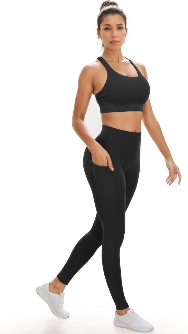 Dimore 4 Pack Workout Leggings for Women with Pockets,High Waisted Tummy…