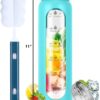 32 Oz Motivational Borosilicate Glass Water Bottle with bamboo lid, silicone sleeve (Aqua)