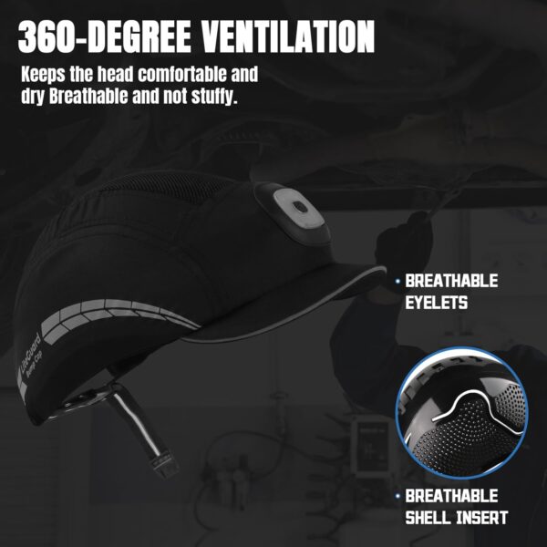 Lightweight Bump Cap with Reflective Stripes, Breathable Baseball Cap Style, Head…