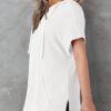 Dokotoo Womens Summer Oversized Shirts 2025 Short Sleeve Drawstring Hoodies Waffle…
