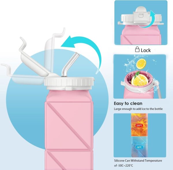 2 Pieces Foldable Water Bottles 620ml, Collapsible Water Bottles Reusable Drinking…