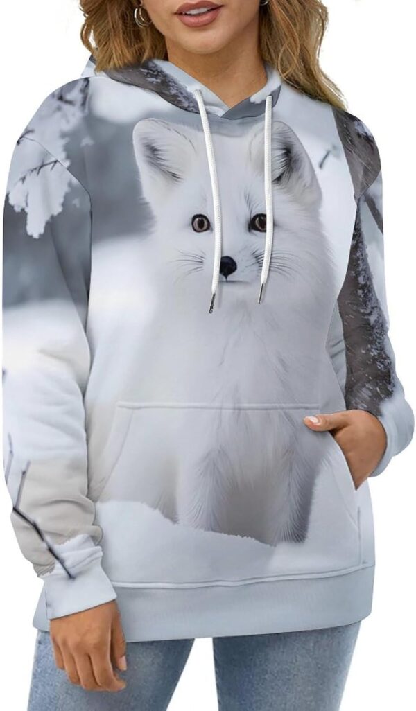 White Fox in The Snow Unisex Hoodies Long Sleeve Hooded Pullover Lightweight…