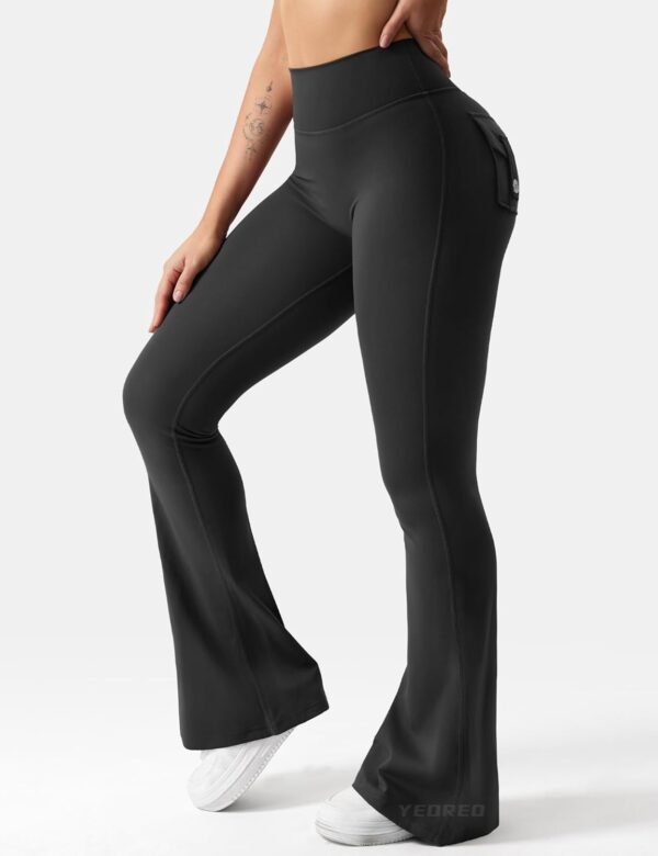 YEOREO CoreFlex Flare Leggings with Pockets for Women Scrunch Workout…