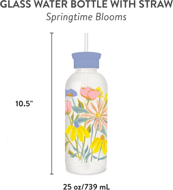 Studio Oh! New Glass Water Bottle with Straw 25oz, Reusable Cute Glass Bottle Eco…