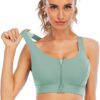 Cordaw Zipper in Front Sports Bra High Impact Strappy Back Support Workout Top