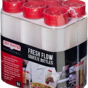 Chef Master 6-Pack Fill & Flip Squeeze Bottle Refillable 16 Oz. Plastic Squeeze…