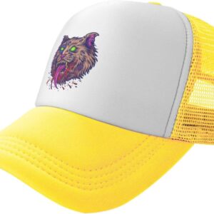 Scary Cat Head Face Baseball Cap for Men Women Mesh Hat Polyester Trucker Hats Dad Caps