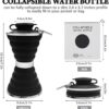 jessie Collapsible Water Bottles 17 oz Silicone Foldable Water Bottles Portable Travel…