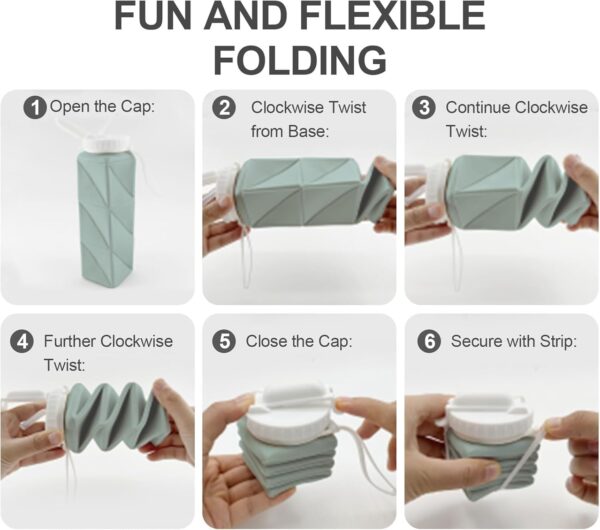 2 Pieces Foldable Water Bottles 620ml, Collapsible Water Bottles Reusable Drinking…