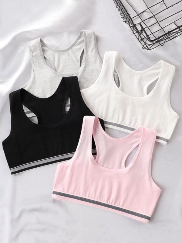 OYOANGLE Girl’s 4 Pack Racerback Sports Bra Girls Sports Bras Print Solid…