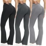 3 Packs Women's Flare Leggings with Pockets, Soft High Waisted Tummy Control...