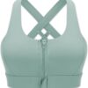 Cordaw Zipper in Front Sports Bra High Impact Strappy Back Support Workout Top