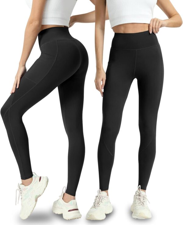 4 Pack Leggings with Pockets for Women – Soft High Waisted Tummy Control…