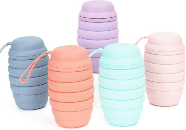 Collapsible Water Bottle 16 oz With Pill Storage, Silicone, BPA Free, Vitamin Storage…