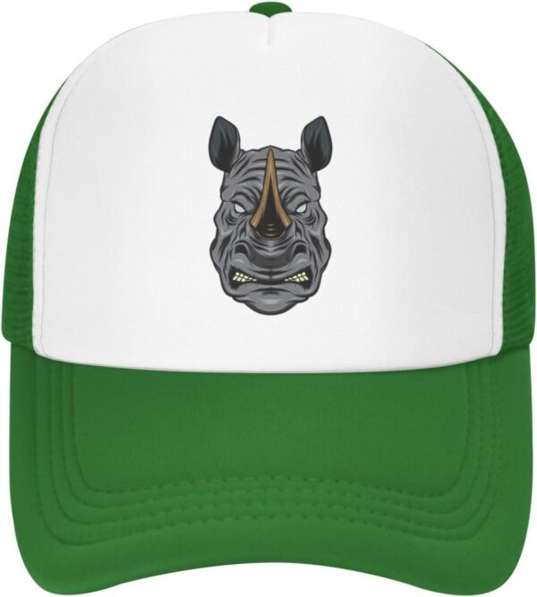 Angry Rhinoceros Head Baseball Cap for Men Women Mesh Hat Polyester Trucker Hats Dad Caps
