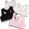 OYOANGLE Girl's 4 Pack Racerback Sports Bra Girls Sports Bras Print Solid...