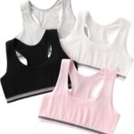 OYOANGLE Girl's 4 Pack Racerback Sports Bra Girls Sports Bras Print Solid...