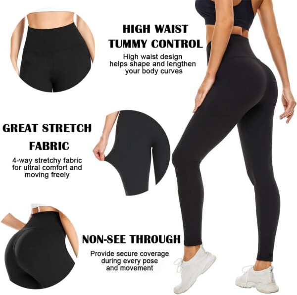 FULLSOFT 3 Pack Leggings for Women High Waisted Soft Black Yoga Pants for…