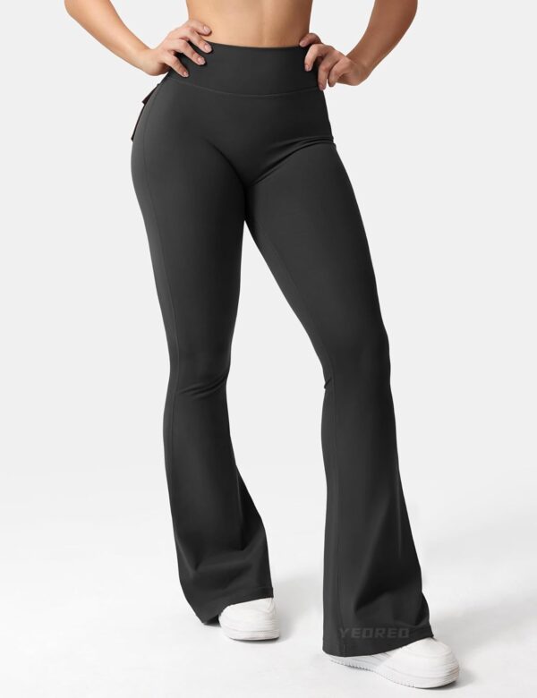 YEOREO CoreFlex Flare Leggings with Pockets for Women Scrunch Workout…