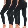 3 Pack High Waisted Leggings for Women- Full Length Capri Black Buttery Soft...
