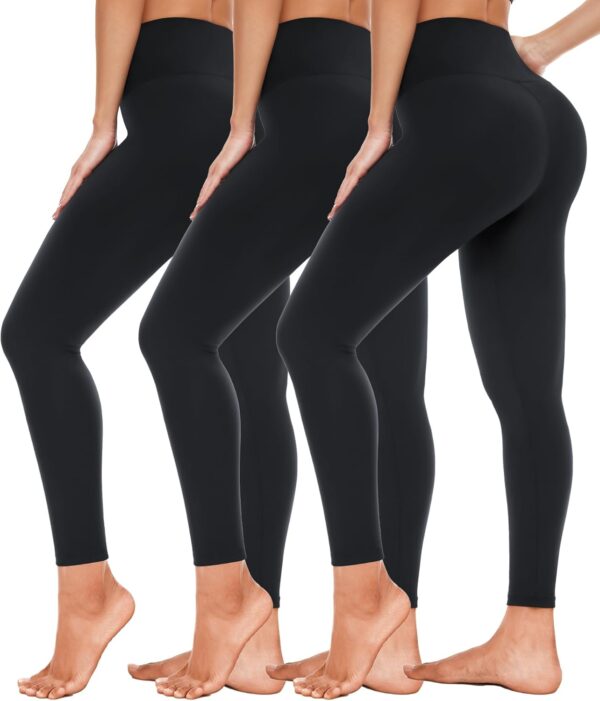 3 Pack High Waisted Leggings for Women- Full Length Capri Black Buttery Soft…